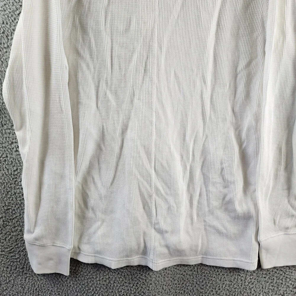 rag & bone Waffle Knit Henley Top Men's XL White Solid Long Sleeve Pullover - Picture 14 of 15